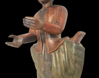 Antique Indonesian Teak Wood Figurehead, Javanese Ship Sculpture, 1920sethnographic
