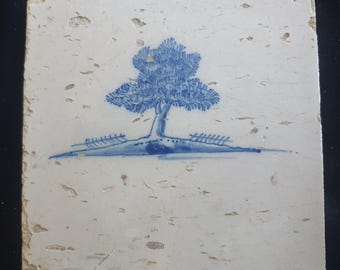 Dutch Delft Blue Tile, Tree, 17th century, antique collectable and backsplash fireplace kitchen tiles
