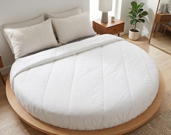 Trapunta rotonda di lusso – Cotone satinato 400 fili, design trapuntato per letti circolari