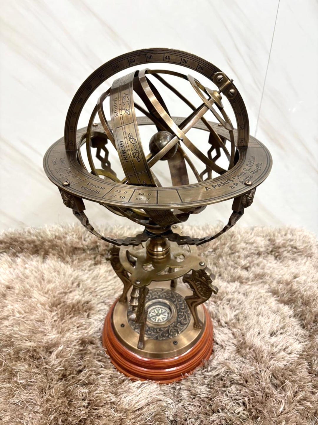 Sphere Compass Model Brass Armillary Sphere With Compass, Antique Nautical Decor - Etsy