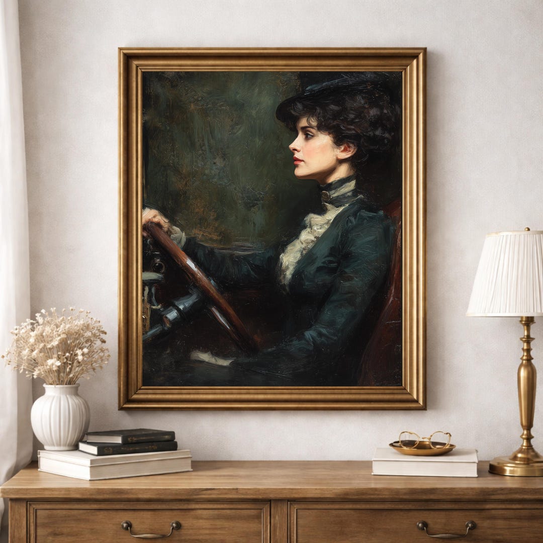 Victorian Woman Portrait Moody Wall Art Vintage Female Painting Dark ...