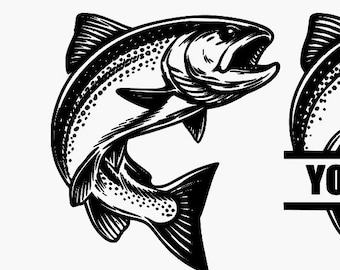 Salmon-Pike-Perch Fishing SVG Ai DXF PDF LBRN2 Vector Cut File (Digital Download)