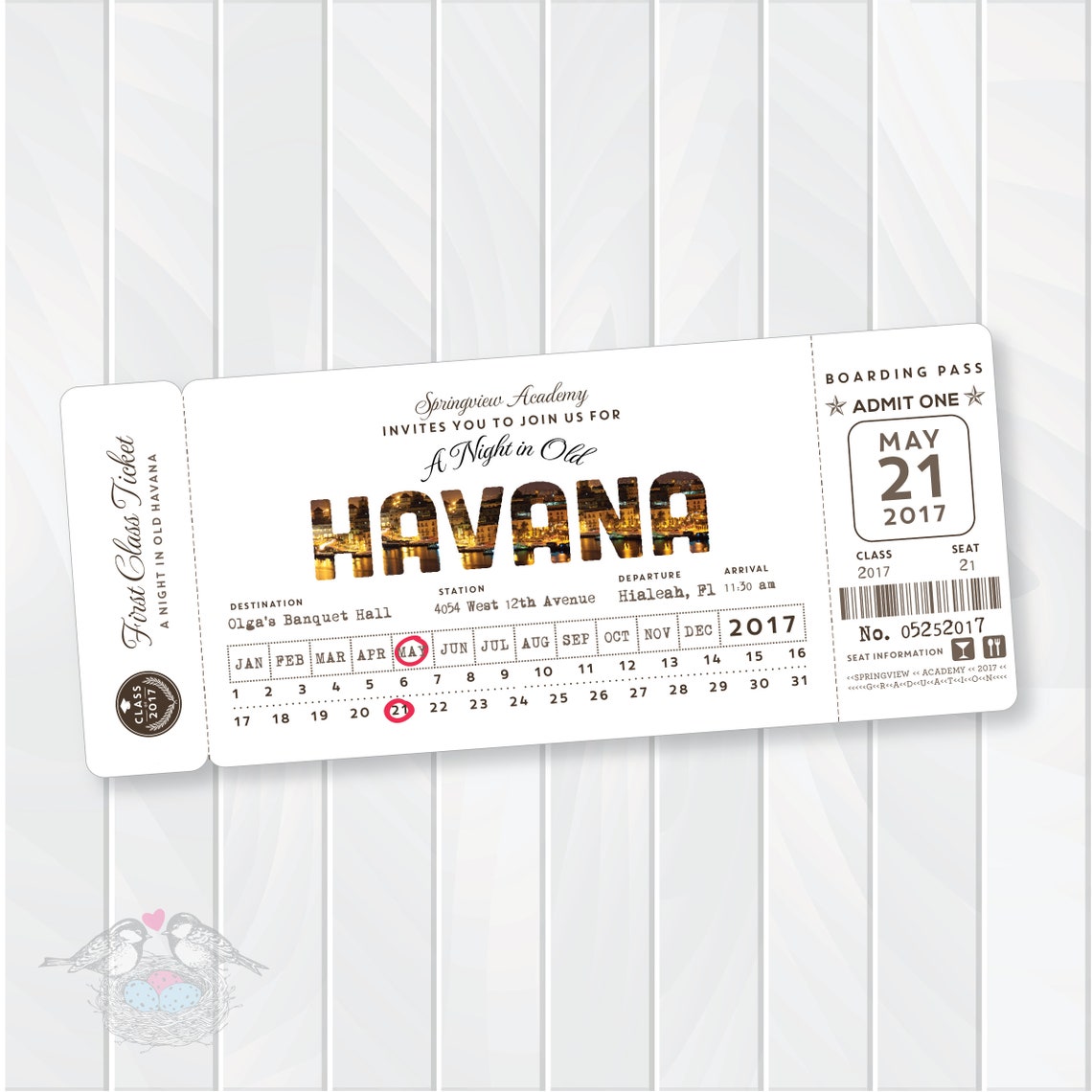 Ticket Stub Wedding Invitation Plane Ticket Bridal Shower Etsy