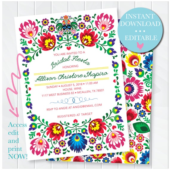 Editable Fiesta Cinco De Mayo Las Flores Birthday Invitation I Instant Download Edit Online Instantly Access Immediately Fiesta Baby