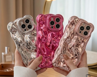 Wavy iPhone Case 3D Plated Wrinkle Curly Edge Cover for iPhone 17 16