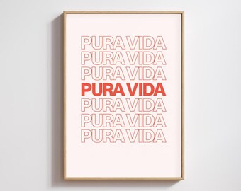 Pura Vida Druck, minimalistisches spanisches Zitat, Boho Küstenwandkunst (digitaler Download)