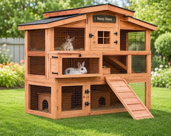 Kaninchenstall Pläne PDF, Multi Level Bunny Häschenhaus Holzbearbeitungspläne, DIY Outdoor Kaninchenkäfig, Cedar Kaninchenlebensraum Digitaler Download