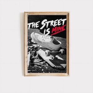 Skateboard Shoe Print, Broken Deck Photography, Urban Street Art (Physical Print)