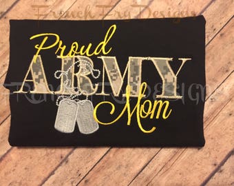 Proud Army Mom Applique Short-Sleeve T-Shirt Customized