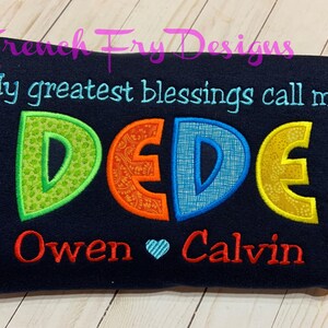 DEDE Applique Short-Sleeved Shirt Customized for GRANDMOTHER and personalized with kids names &quot;My Greatest Blessings Call Me&quot;