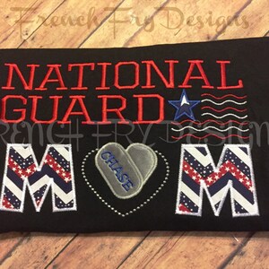 Proud National Guard Mom Applique Short-Sleeve T-Shirt Customized