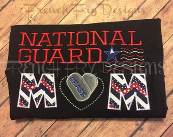 Proud National Guard Mom Applique Short-Sleeve T-Shirt Customized