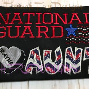 Proud National Guard Aunt Applique Short-Sleeve T-Shirt Customized