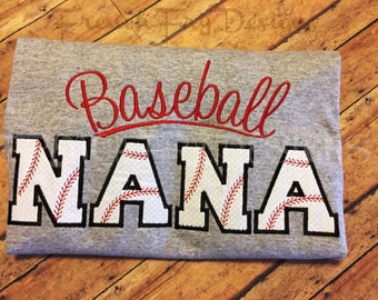 Baseball Nana Grandparent Applique Shirt Customized