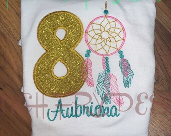 Customized DreamCatcher Birthday Applique T-Shirt