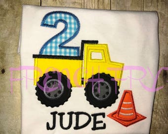 Customized Birthday Dump Truck Applique T-Shirt