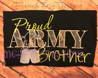 Proud Army Brother Applique Short Sleeve T-Shirt Customized