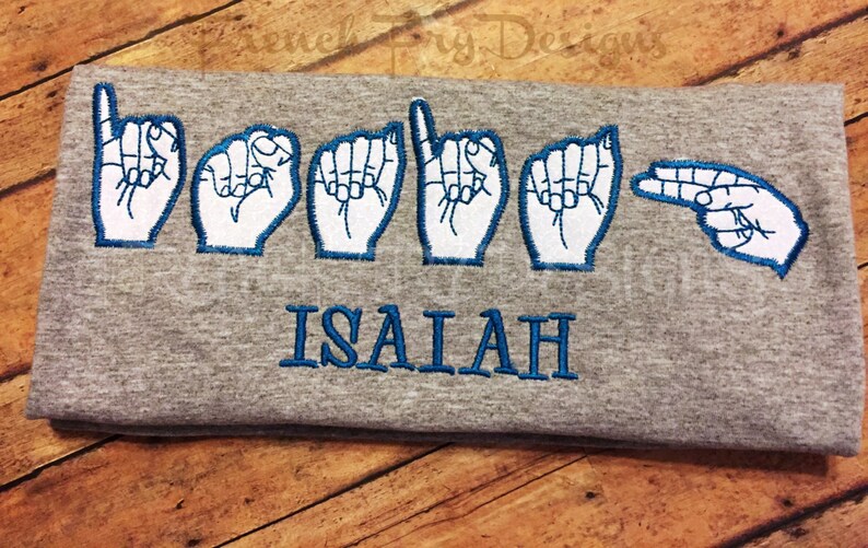 ASL Name Applique Long Sleeve TShirt Personalized American Etsy