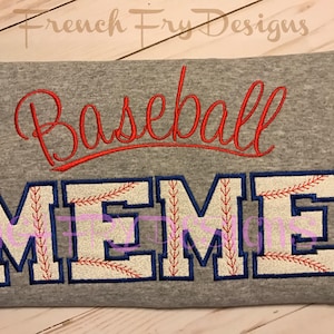 Baseball MEME Grandparent Short Sleeve Applique Shirt Customized
