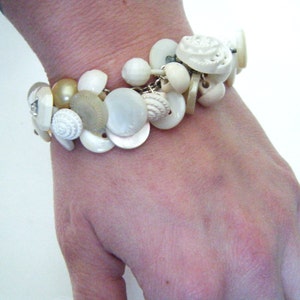 Vintage white button bracelet