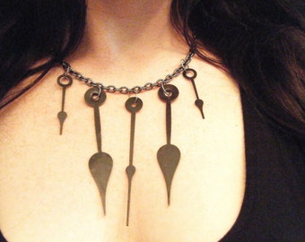 Steampunk Clock Hands Necklace