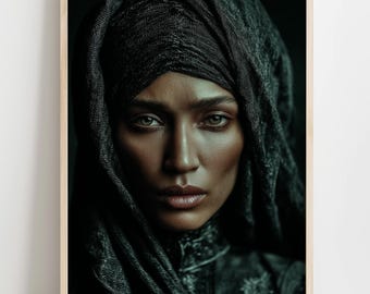 Veiled Woman Gothic Portrait Print | Dark Feminine Art (Digital Download)