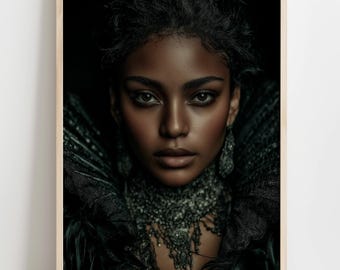 Femme Noire Art Print | Gothic Fashion, Silver Jewelry (Digital Download)