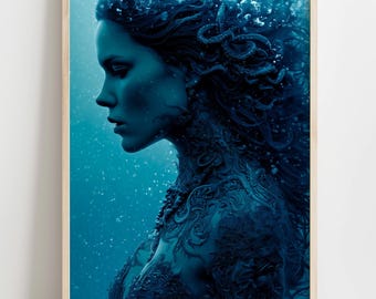 Sedna Goddess Portrait | Inuit Mythology, Ocean Art (Digital Download)