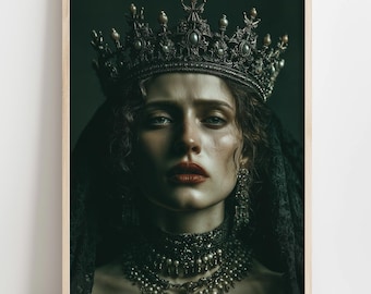 Dark Queen Portrait, Gothic Feminine Wall Art (Digital Download)