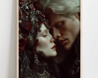 Hades and Persephone Gothic Art Print | Dark Romance Valentine (Digital Download)
