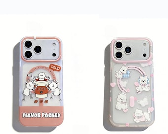 Cute Cartoon Magnetic iPhone Case | Adorable Cat and Dog Pattern iPhone Case with MagSafe Magnetic Function