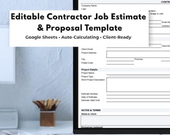 Contractor Estimate & Proposal Template | Google Sheets | Professional Job Estimate