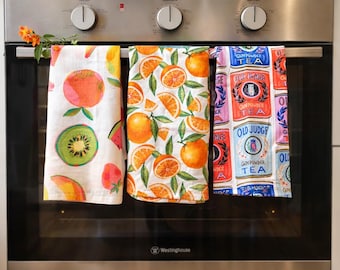 Handmade Linen Cotton Tea Towels | Set of 3 Kitchen Towels