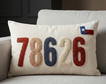 Personalized Zip Code Pillow Punch Needle, Realtor Closing Gift, Housewarming Present, First Home Decor
