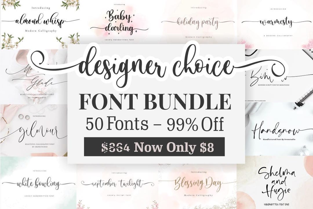 50 Font Bundle – Designer Choice Handwritten Script, Calligraphy ...