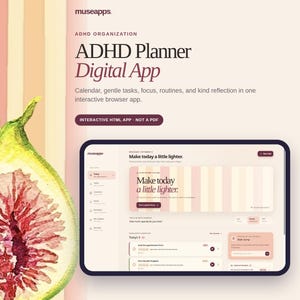 Interactive ADHD Planner App, HTML Browser Tool, Executive Function Organizer (Digital Download)