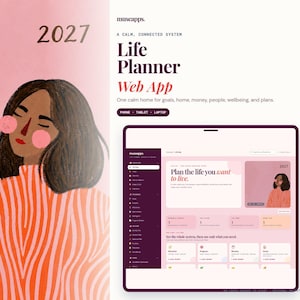 Aplicación de planificación de vida, planificador de vida digital, organizador personal todo en uno, gestión del hogar, objetivos, calendario y bienestar, planificador web.