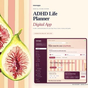 ADHD Life Planner App, Interactive ADHD Digital Planner for Daily Tasks, Brain Dump, Focus, Home, Meals and Work