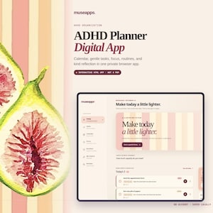 App digitale per la pianificazione dell'ADHD, calendario delle attività, strumento per scaricare appunti e timer per la concentrazione (download digitale)