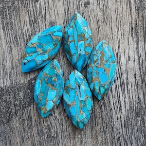 Natural Blue Copper Turquoise Marquise Shape Tablet Cut Flat Back Wholesale  Calibrated Gemstone