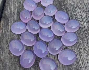 Natural Lavender Chalcedony Oval Shape Cabochon Flat Back Wholesale  Calibrated Gemstones