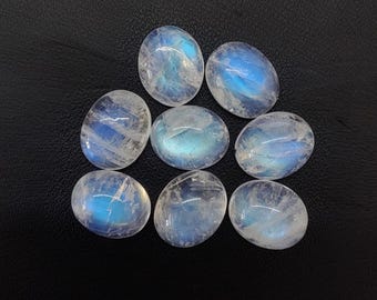 Natural Rainbow Moonstone Oval Shape Cabochon Flat Back Calibrated Wholesale Gemstones
