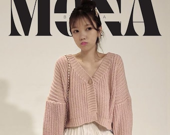 Women’s Knitted Cardigan, Loose Fit Crochet One Button Sweater, Cozy Lightweight Knit, White Fall Fashion, Beige Oversized Clothing Gift