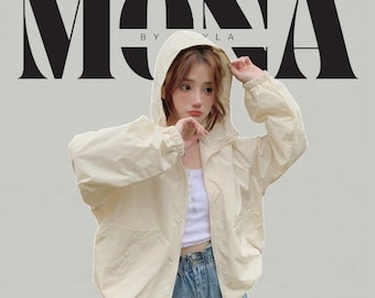 Women’s Windbreaker Jacket, Lightweight Breathable Mesh Lined, Loose Fit Zip Up Waterproof Coat, Casual Comfortable Oversized Outerwear
