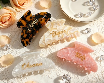 Personalisierte Name Haarkralle Clip, individuell gravierte Kralle Clip, minimalistisches Haar Accessoire, Geschenk für sie, Gruppengeschenk, Ihr Logo