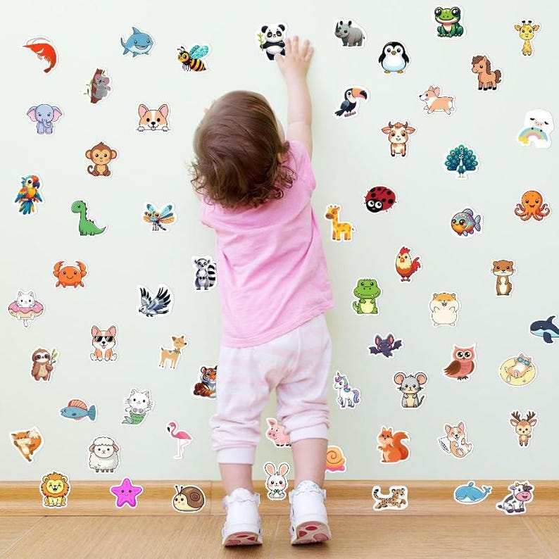 100 PCS Water Bottle Stickers for Kids,waterproof Vinyl Animal Stickers ...