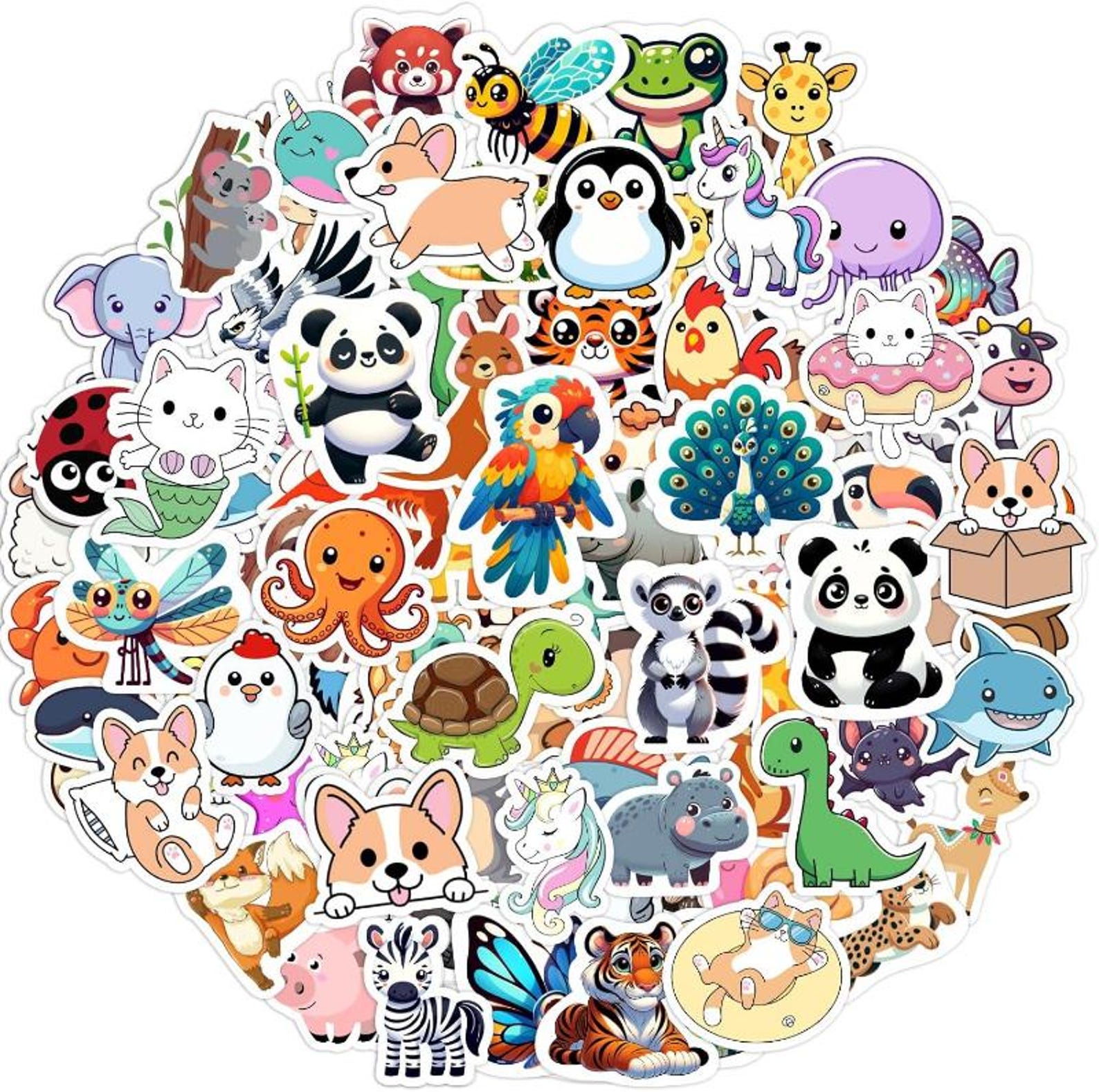 100 PCS Water Bottle Stickers for Kids,waterproof Vinyl Animal Stickers ...
