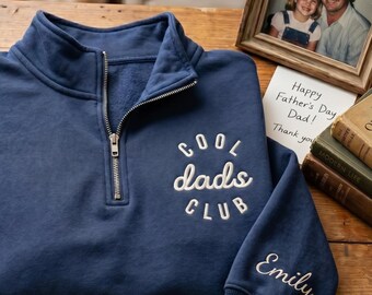 Sudadera con cremallera de un cuarto bordada y personalizada del Club de Papás, regalo para papá, regalo para el primer Día del Padre