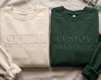 Sudadera bordada personalizada, conjunto con texto universitario personalizado, camiseta bordada minimalista