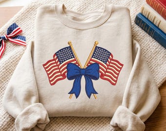 Sudadera bordada del 25.º aniversario de Estados Unidos con lazo, camiseta gráfica patriótica, camiseta del 4 de julio